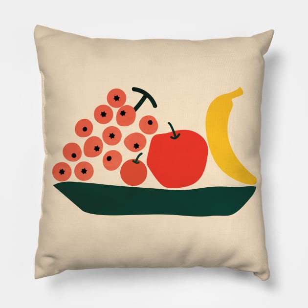 Food Decor, Fruit Print, Abstract, Modern, Minimalist Pillow by Colorable