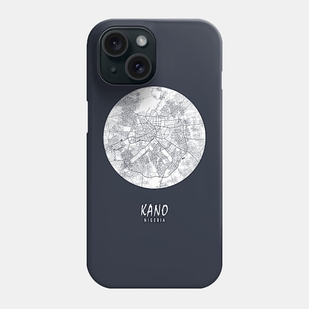 Kano, Nigeria City Map - Full Moon Phone Case by deMAP Studio