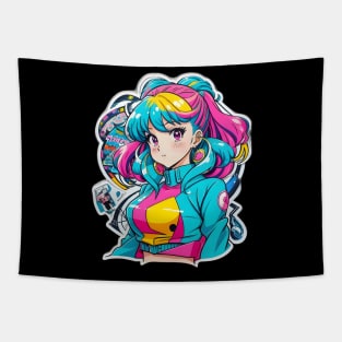 Retro-style Anime Girl Tapestry