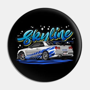 Skyline GTR R-34 (Ice Blue) Pin