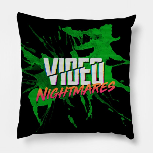 Video Nightmares Green Splat Pillow by videonightmares