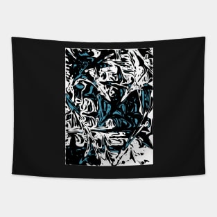 Blue Black White Expressive Abstraction Tapestry