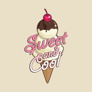 Sweet and cool ice cream cone with pink T-Shirt