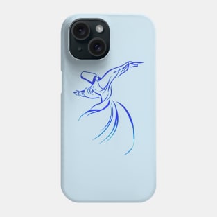 Dervish Calligraphy Style Blue Hue Vector Art Phone Case