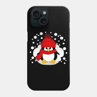 Christmas Boy Penguin with Red Hat and Scarf Phone Case
