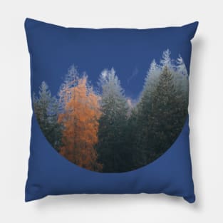 Misty Pine Forest Minimal Circle Pillow