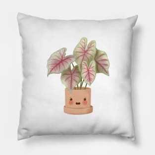 Cute Plant Illustration,Caladium Summer Breeze Illustration Pillow