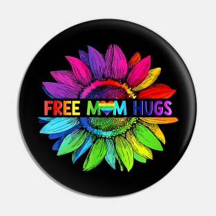 Free Mom Hugs Lgbt Pride Mom Daisy Rainbow Flower Mother Day Pin