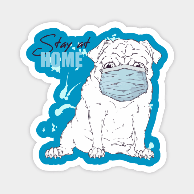 dog wearing mask - stay at home Magnet by Spring Moon