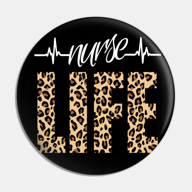 Nurse Life, Leopard Print, Heartbeat Pin by Duds4Fun