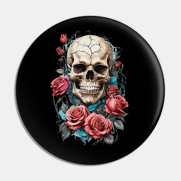 Death Skull Roses Pin by Ratherkool