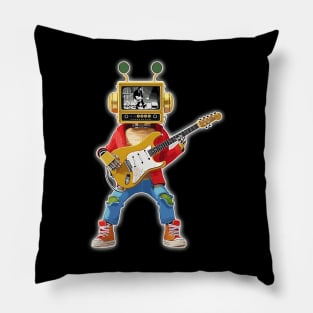 Rock and Roll Robot Plays Lead Guitar with a TV Head Chuck Berry Music Video Robot Pillow