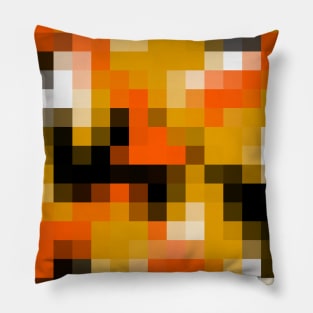 Original Pixelated Orange Retro Style Camouflage Design Pillow