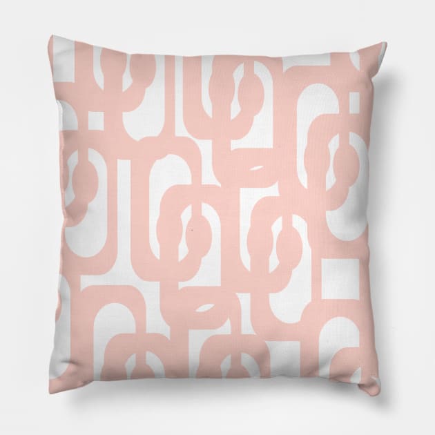 Mid Century Modern Loops Pattern in Light Blush Pink and White Pillow by KierkegaardDesignStudio