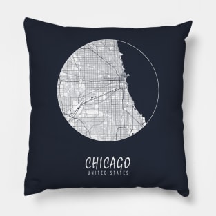 Chicago, USA City Map - Full Moon Pillow