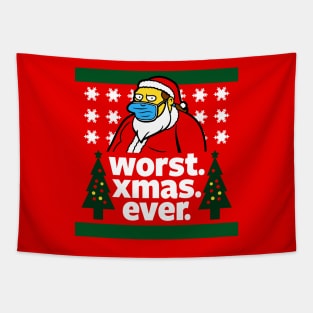 Worst Christmas Ever Funny 2020 Ugly Christmas Winter Sweater Tapestry