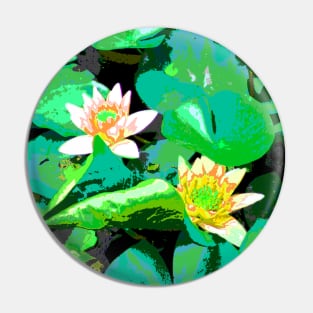 Green garden with water lilies Pin