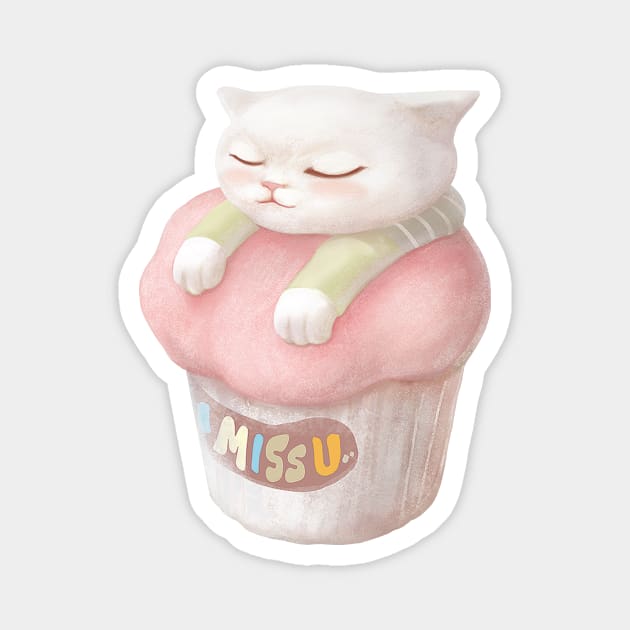 Cute Kitten Cupcake Magnet by zkozkohi