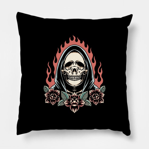 burning grim and roses Pillow by donipacoceng