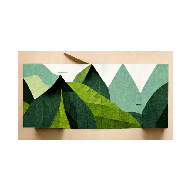 Hilly Grassland - Abstract Minimalism Papercraft Landscape by JensenArtCo