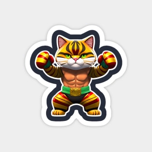 Cat boxer in gloves Magnet