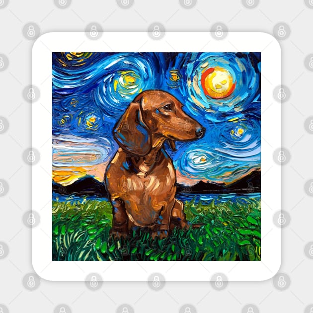 Brown Short Hair Dachshund Night Magnet by sagittariusgallery