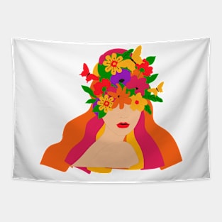 Mother Nature Illustration Head Tapestry