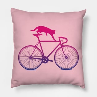 Pink fade cat bike Pillow