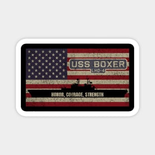 Boxer LHD-4 Wasp-class Amphibious Assault Ship Vintage USA American Flag Gift Magnet