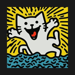 Funny Keith Haring, Happy Cat T-Shirt