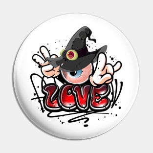 Christian Love Witch Graffiti Street Art Style Pin