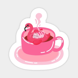 Funny Coffee and Tea Hot Tub Flamingo Magnet