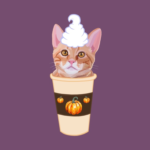 Pumpkin Spice Ginger Cat Coffee Latte by Art by Deborah Camp