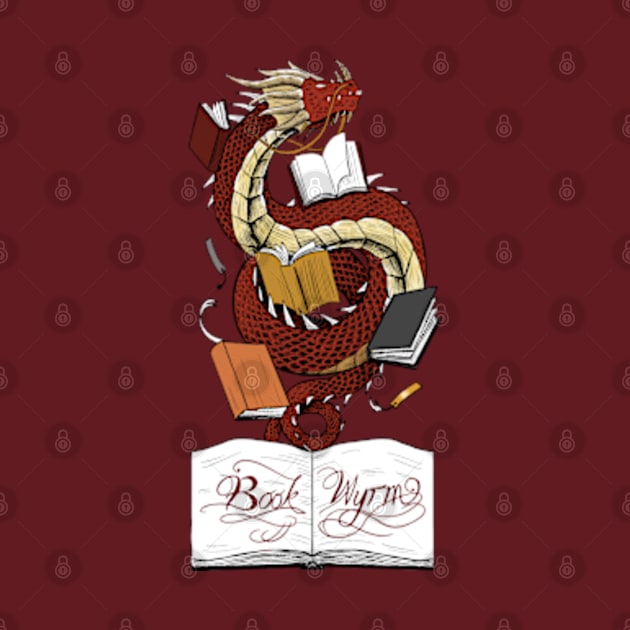 Book Wyrm (crimson) by el_graphinx