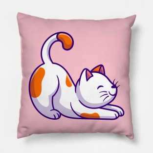 Cute Cat Stretching Cartoon Pillow