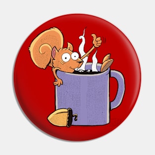 Squirrel drinks coffee Pin