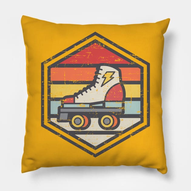 Retro Badge Roller Skate Light Pillow by rojakdesigns