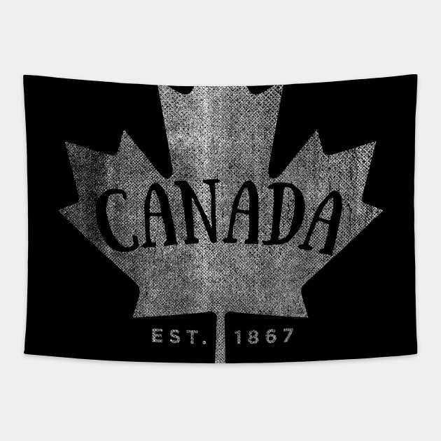 Canada Maple Leaf design - Canada Est. 1867 Vintage Script Tapestry by Vector Deluxe