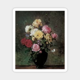 Still Life with Flowers in a Vase by Olaf August Hermansen Magnet