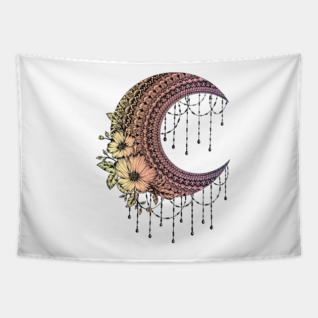 Floral moon chandelier mandala Tapestry by SamridhiVerma18