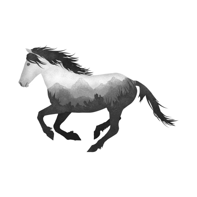 Dramabite Wild Horse Mustang Equine Double Exposure Wildlife Animal by dramabite