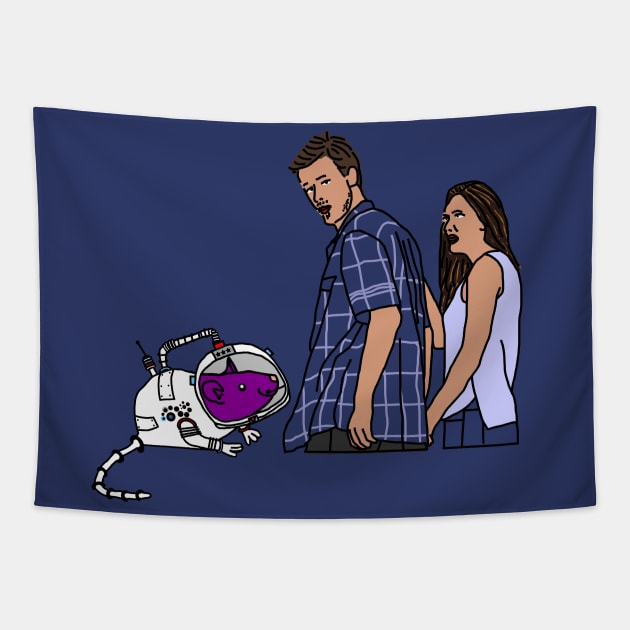 Distracted Boyfriend Space Rat Tapestry by ellenhenryart