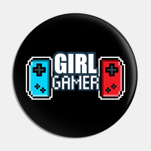 Girl Gamer - 8-bit Retro Pixel Classic Nostalgia Video Games Pin by MaystarUniverse