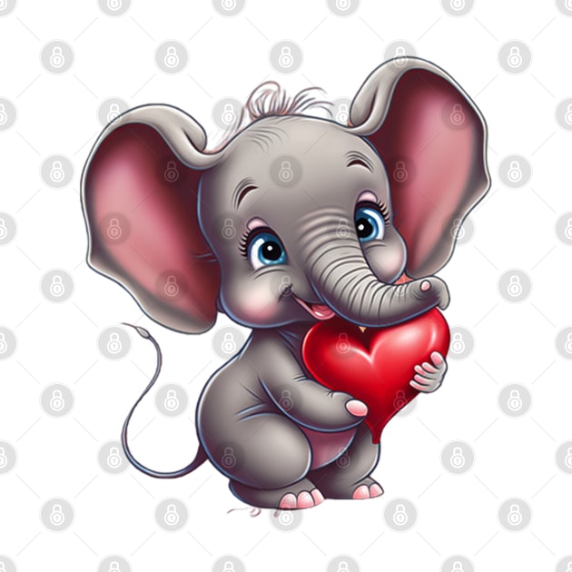 Baby elephant holding a heart by ai1art