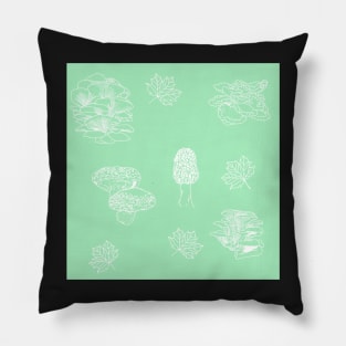 Woodland Mushrooms Mint 1 Pillow