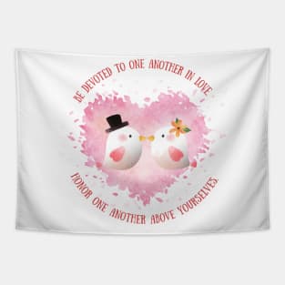 Bible Verse Love Birds Tapestry