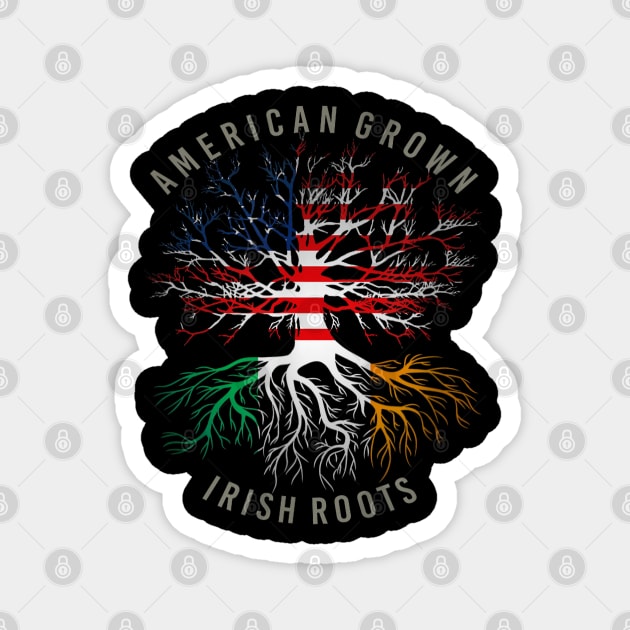 American Grown Irish Roots USA Ireland Flag Heritage Tree Magnet by elmiragokoryan
