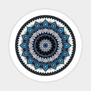 Mandala with African-inspired patterns Blue tint Magnet