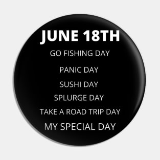 June 18th birthday, special day and the other holidays of the day. Pin