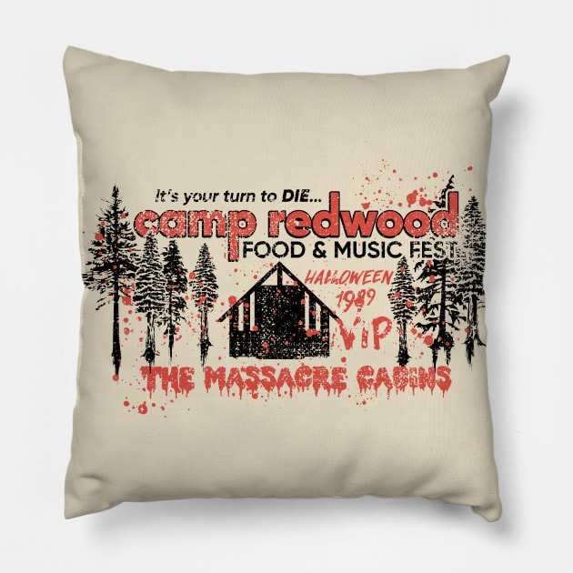 Camp Redwood Food & Music Fest Pillow by Nazonian